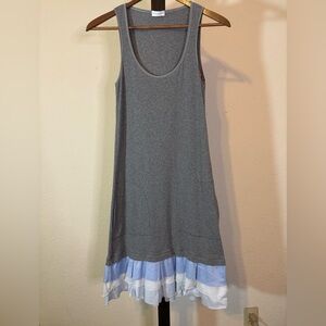 Rivamonti S Gray Tank Dress Ruffled at Bottom Stretchy Cotton Cool Summer New
